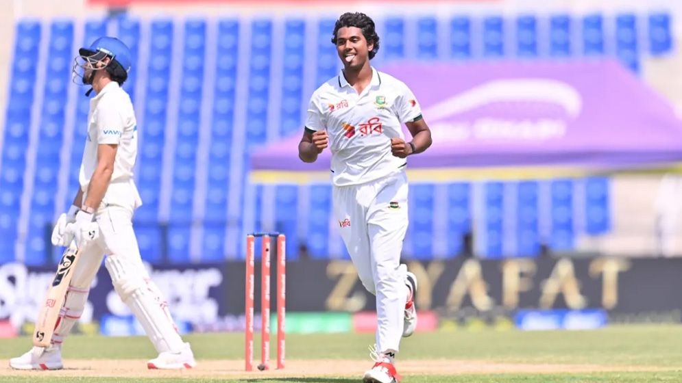 হাসান মাহমুদের হ্যাটট্রিক, আফগানিস্তানের বিপক্ষে ১৫০ রানের লিড বাংলাদেশের